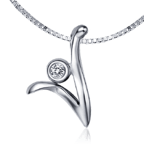 обзорное фото Золотой кулон буква V с бриллиантом 035772 Золотые подвески обзорное фото Золотой кулон буква V с бриллиантом 035772  Золотые подвески