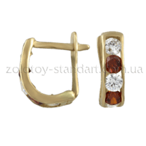 обзорное фото Детские золотые серьги с цирконием 90044  Серьги с камнями