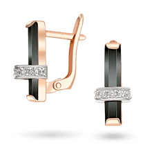 обзорное фото Золотые серьги с прямоугольным черным агатом и ободком из белого золота с россыпью фианитов 041154 Золотые серьги с агатом обзорное фото Золотые серьги с прямоугольным черным агатом и ободком из белого золота с россыпью фианитов 041154  Золотые серьги с агатом