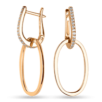 обзорное фото Золотые серьги длинные с подвеской овал 038058 Золотые серьги подвески обзорное фото Золотые серьги длинные с подвеской овал 038058  Золотые серьги подвески