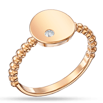 обзорное фото Золотое кольцо Монетка с одним фианитом 040335 Золотые кольца с фианитом обзорное фото Золотое кольцо Монетка с одним фианитом 040335  Золотые кольца с фианитом