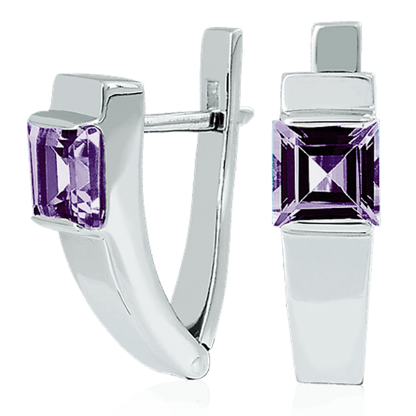 Золоті сережки з аметистом 023618 детальне зображення ювелірного виробу Золоті сережки з аметистом 023618 детальне зображення ювелірного виробу