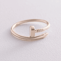 обзорное фото Кольцо "Гвоздь" в лимонном золоте 585 пробы 040838  Золотые кольца без вставок