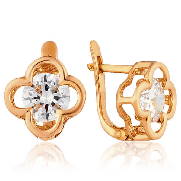 Золотые серьги Клевер с английской застежкой 035672 детальное изображение ювелирного изделия Золотые серьги Золотые серьги Клевер с английской застежкой 035672 детальное изображение ювелирного изделия Золотые серьги