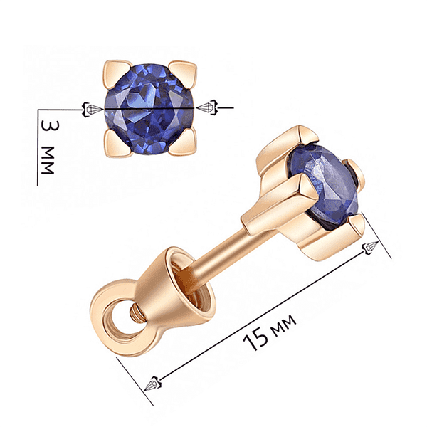 Золотые серьги с большим камнем сапфиром в массивной четырехлапчатой оправе Золотые серьги с большим камнем сапфиром в массивной четырехлапчатой оправе