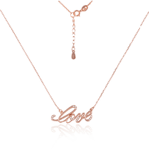 обзорное фото Позолоченое колье Love с фианитами 026216  Серебряные колье