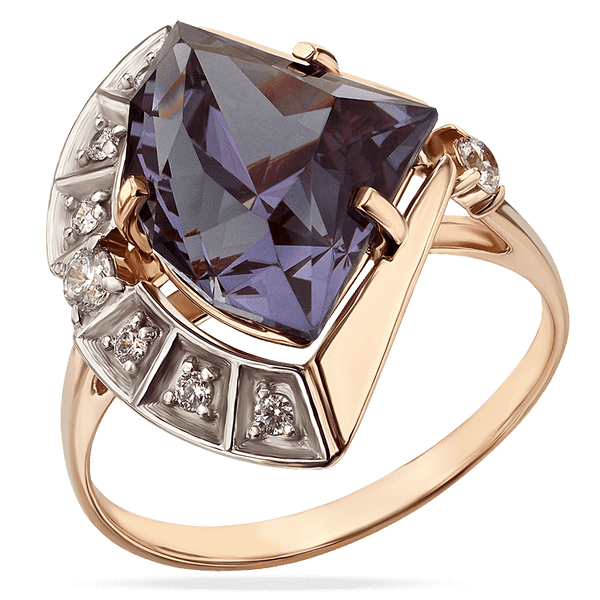 Кольцо золотое с александритом и фианитами 034416 детальное изображение ювелирного изделия Золотые кольца Кольцо золотое с александритом и фианитами 034416 детальное изображение ювелирного изделия Золотые кольца