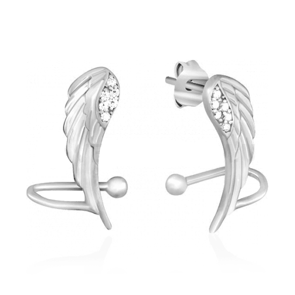 Серебряные серьги каффы Крылья с фианитами 031681 детальное изображение ювелирного изделия Серебряные серьги Серебряные серьги каффы Крылья с фианитами 031681 детальное изображение ювелирного изделия Серебряные серьги