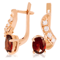 обзорное фото Золотые серьги с гранатом 023599 Золотые серьги с гранатом обзорное фото Золотые серьги с гранатом 023599  Золотые серьги с гранатом