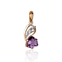 обзорное фото Женский золотой кулон с аметистом Рикарда 033500 Золотые подвески обзорное фото Женский золотой кулон с аметистом Рикарда 033500  Золотые подвески