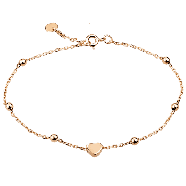 Золотой браслет якорного плетение с шариками и сердечком 038235 детальное изображение ювелирного изделия Женские золотые браслеты