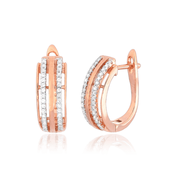 Позолочені сережки з фіанітами 031109 детальне зображення ювелірного виробу