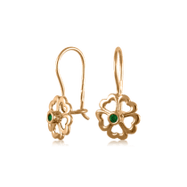 обзорное фото Золотые детские серьги Цветочки 025140  Серьги с камнями