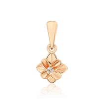 обзорное фото Золотой кулон Цветок с бриллиантом 036863  Золотые подвески