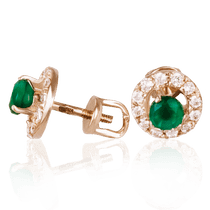 обзорное фото Золотые серьги гвоздики с халцедоном 024040 Золотые серьги с халцедоном обзорное фото Золотые серьги гвоздики с халцедоном 024040  Золотые серьги с халцедоном