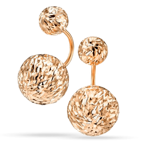 Золотые серьги шарики с алмазной гранью большие 040439 детальное изображение ювелирного изделия Золотые серьги