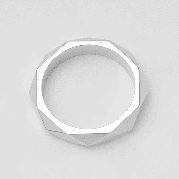 Жіноча обручка геометрична з гранями оригінальна у білому золоті купити Жіноча обручка геометрична з гранями оригінальна у білому золоті купити