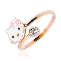 обзорное фото Золотое кольцо для девочки Hello Kitty с розовым бантом 032930 Детские золотые кольца обзорное фото Золотое кольцо для девочки Hello Kitty с розовым бантом 032930  Детские золотые кольца