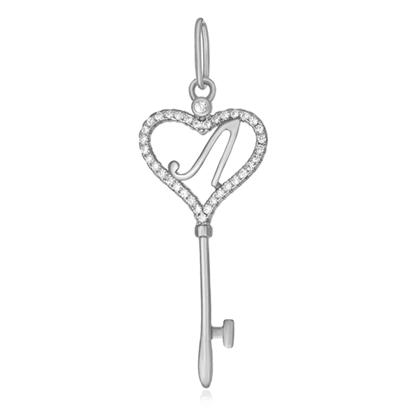 Серебряный кулон-ключ с буквой "Л" с фианитами 024767 детальное изображение ювелирного изделия Серебряные подвески буквы Серебряный кулон-ключ с буквой "Л" с фианитами 024767 детальное изображение ювелирного изделия Серебряные подвески буквы