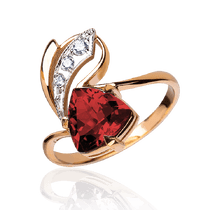 обзорное фото Золотое кольцо с гранатом Рикарда 033493 Золотые кольца обзорное фото Золотое кольцо с гранатом Рикарда 033493  Золотые кольца