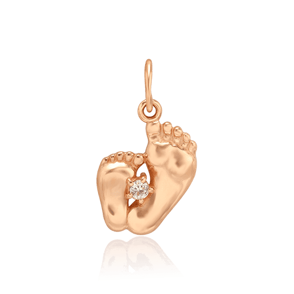Золотой кулон Пяточки с фианитом 034532 детальное изображение ювелирного изделия Золотые подвески Золотой кулон Пяточки с фианитом 034532 детальное изображение ювелирного изделия Золотые подвески