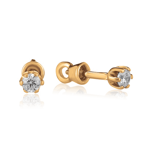 Золотые серьги пуссеты с фианитом 029094 детальное изображение ювелирного изделия Золотые серьги с фианитом Золотые серьги пуссеты с фианитом 029094 детальное изображение ювелирного изделия Золотые серьги с фианитом