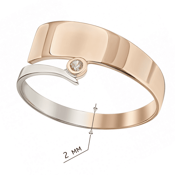 Золотое кольцо Ассиметрия с фианитом Золотое кольцо Ассиметрия с фианитом