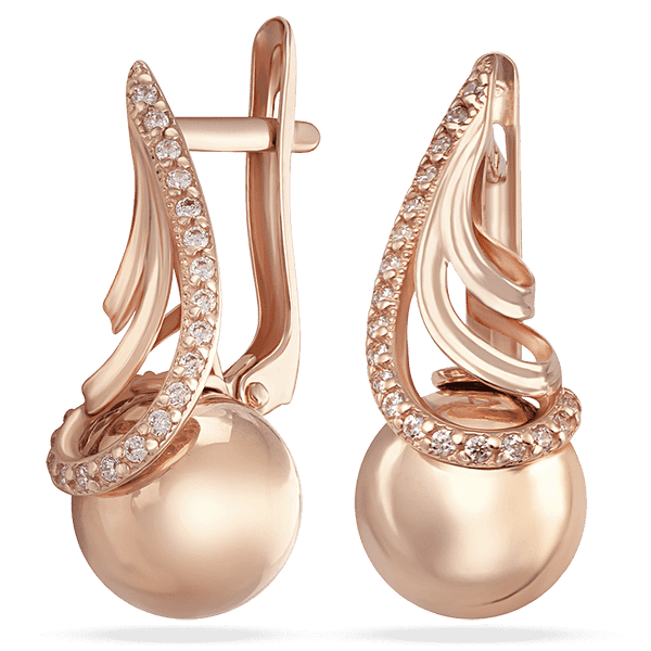 Массивные женские серьги с шарами и фианитами на английской застежке 039012 детальное изображение ювелирного изделия Золотые серьги с фианитом Массивные женские серьги с шарами и фианитами на английской застежке 039012 детальное изображение ювелирного изделия Золотые серьги с фианитом