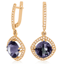 обзорное фото Золотые серьги с александритом 023413 Золотые серьги с александритом обзорное фото Золотые серьги с александритом 023413  Золотые серьги с александритом