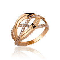 обзорное фото Золотое кольцо с цирконием 030542 Золотые кольца с фианитом обзорное фото Золотое кольцо с цирконием 030542  Золотые кольца с фианитом