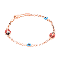 обзорное фото Золотой детский браслет с эмалью 025198 Детские золотые браслеты обзорное фото Золотой детский браслет с эмалью 025198  Детские золотые браслеты