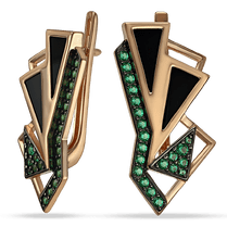 обзорное фото Золотые серьги с агатом и нанокристаллами 030050 Золотые серьги обзорное фото Золотые серьги с агатом и нанокристаллами 030050  Золотые серьги