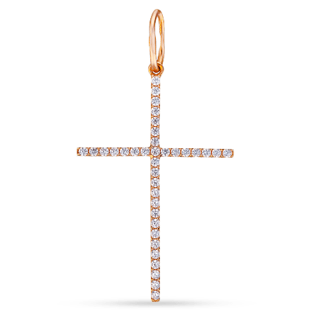 Золотий довгий хрест з фіанітами 038268 детальне зображення ювелірного виробу Золотий довгий хрест з фіанітами 038268 детальне зображення ювелірного виробу