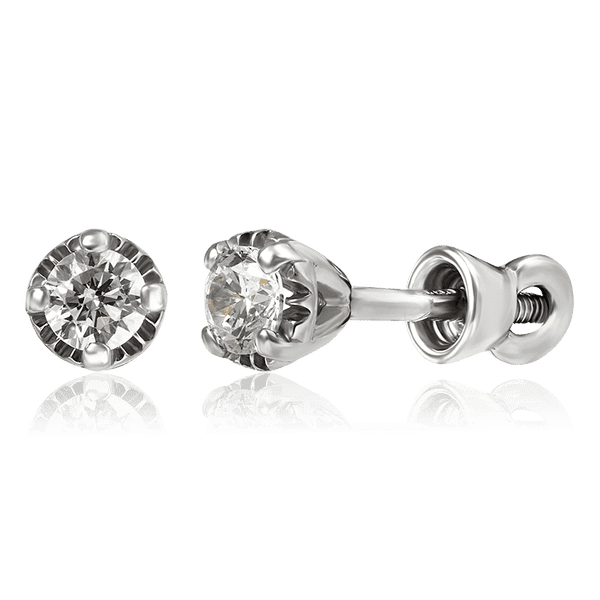 Сережки пусеты из белого золота с бриллиантами 035145 детальное изображение ювелирного изделия Золотые серьги Сережки пусеты из белого золота с бриллиантами 035145 детальное изображение ювелирного изделия Золотые серьги