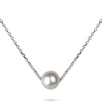 обзорное фото Серебряное колье якорного плетения с жемчужиной и дополнительной цепочкой 039796 Серебряные колье обзорное фото Серебряное колье якорного плетения с жемчужиной и дополнительной цепочкой 039796  Серебряные колье