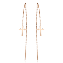 обзорное фото Золотые серьги протяжки с крестиком 028155 Золотые серьги протяжки обзорное фото Золотые серьги протяжки с крестиком 028155  Золотые серьги протяжки