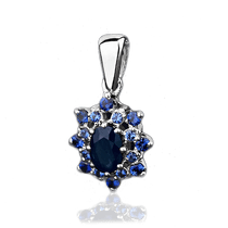 обзорное фото Кулон с сапфирами 023165 Золотые кулоны с сапфиром обзорное фото Кулон с сапфирами 023165  Золотые кулоны с сапфиром