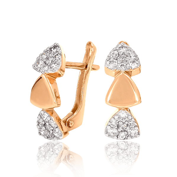 Нежные серьги из золота с фианитами треугольники 032039 детальное изображение ювелирного изделия Золотые серьги Нежные серьги из золота с фианитами треугольники 032039 детальное изображение ювелирного изделия Золотые серьги