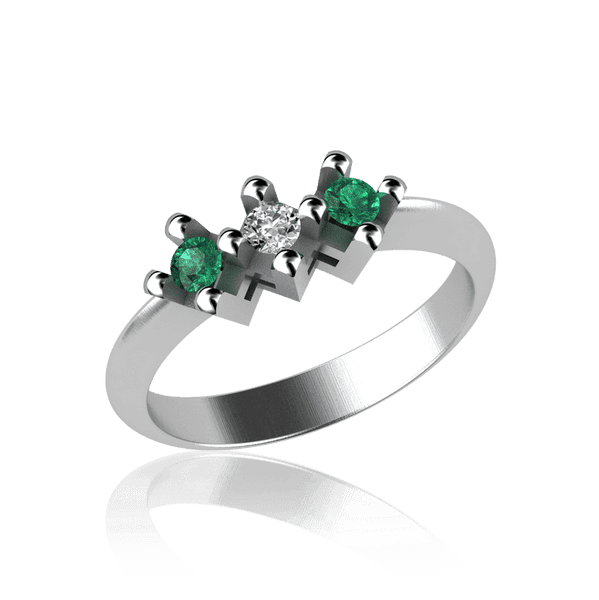 Кольцо из белого золота с бриллиантом и изумрудами 030335 детальное изображение ювелирного изделия Золотые кольца с изумрудом Кольцо из белого золота с бриллиантом и изумрудами 030335 детальное изображение ювелирного изделия Золотые кольца с изумрудом