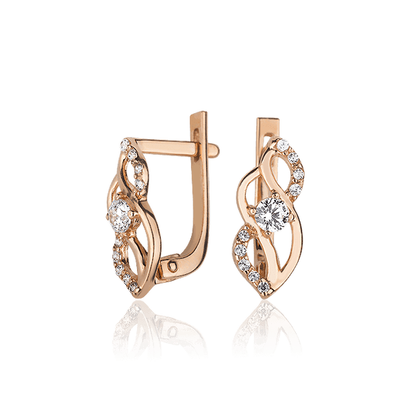 Золотые серьги с фианитами 028203 детальное изображение ювелирного изделия Золотые серьги с фианитом Золотые серьги с фианитами 028203 детальное изображение ювелирного изделия Золотые серьги с фианитом