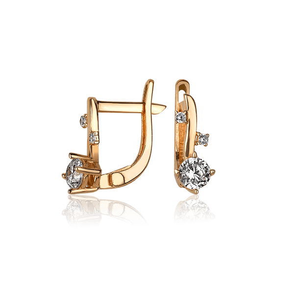 Золотые серьги с фианитом 029358 детальное изображение ювелирного изделия Серьги с камнями