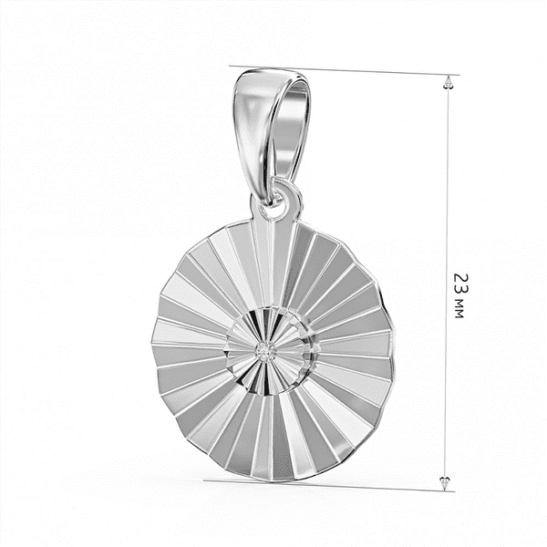 Подвеска Солнце с рефлеными огранкаками из белого золота и бриллиантом внутри Подвеска Солнце с рефлеными огранкаками из белого золота и бриллиантом внутри