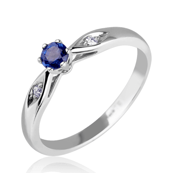 Кольцо для помолвки с сапфиром и бриллиантами 036044 детальное изображение ювелирного изделия Золотые кольца