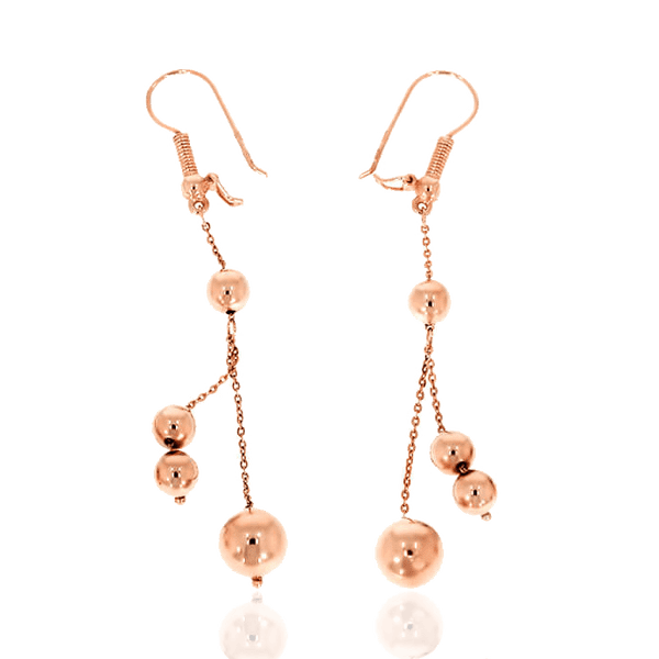 Золоті сережки ланцюжки Кульки з французьким замком 032080 детальне зображення ювелірного виробу