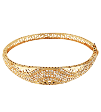 Золотой браслет Кольцо с фианитами 026500 детальное изображение ювелирного изделия Золотой браслет кольцом