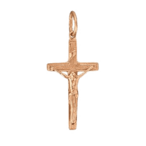 обзорное фото Золотой прямой крестик с распятием 037087  Золотые крестики православные