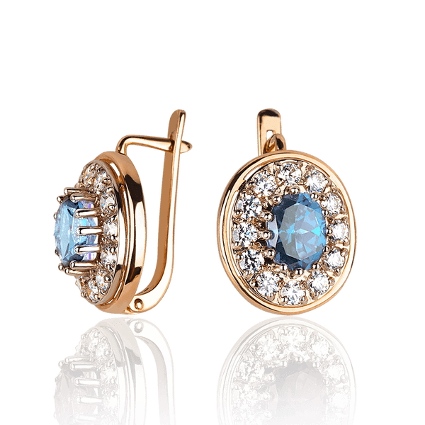 Золоті сережки з блакитним топазом Маргарет 033559 детальне зображення ювелірного виробу