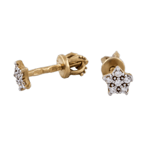 обзорное фото Детские золотые серьги Звёздочки с цирконием 80304  Серьги с камнями