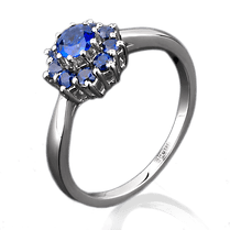 обзорное фото Кольцо из белого золота с сапфирами 1087/1 Золотые кольца с сапфиром обзорное фото Кольцо из белого золота с сапфирами 1087/1  Золотые кольца с сапфиром