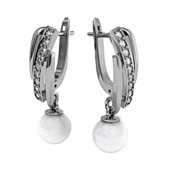 Серьги с жемчугом 420784 детальное изображение ювелирного изделия Золотые серьги с жемчугом Серьги с жемчугом 420784 детальное изображение ювелирного изделия Золотые серьги с жемчугом